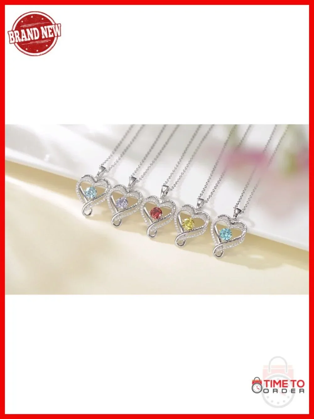 Infinity Heart Birthstone I Love You Pendant Necklace 925 Sterling Silver 18K
